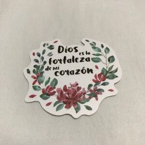 3/$15 - God Is the Strength of My Heart Spanish Sticker Floral Leaves Flower